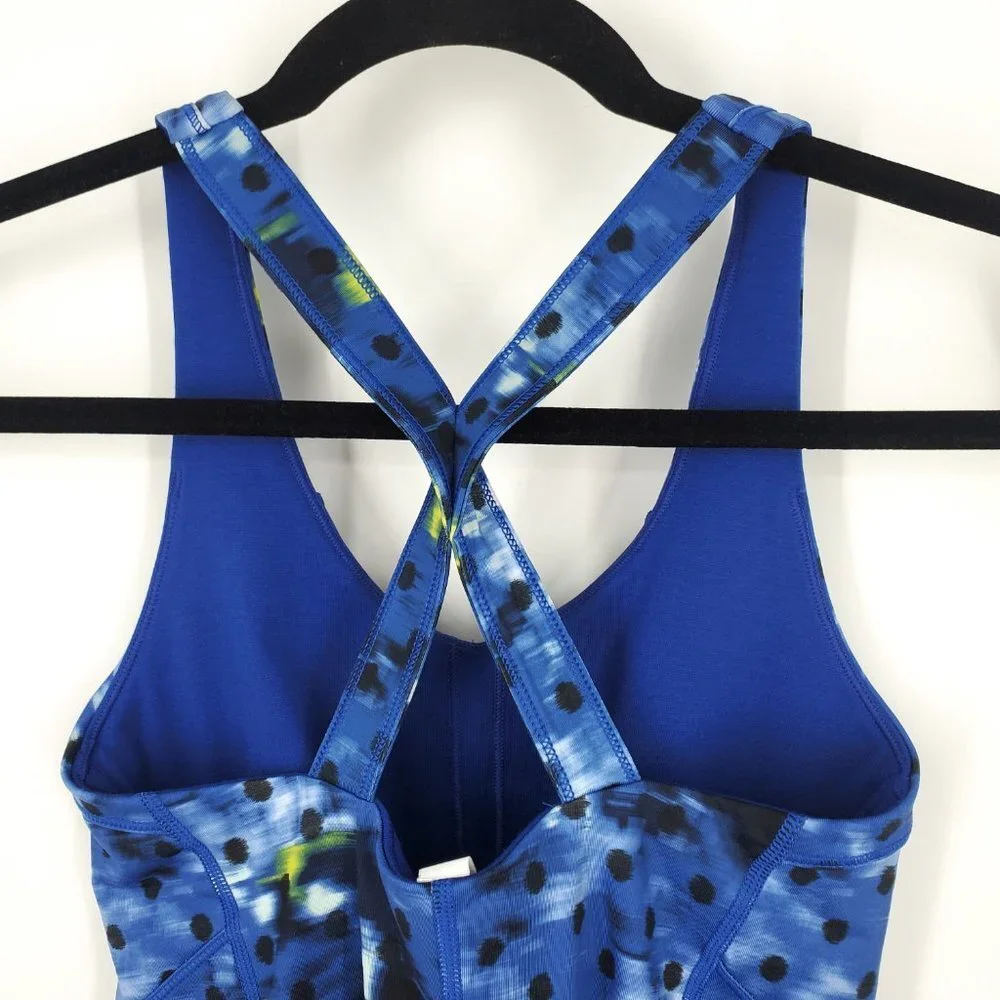 Lululemon Kanto Catch Me Tank‎ Windy Blooms Polka Dot Blue Size 4